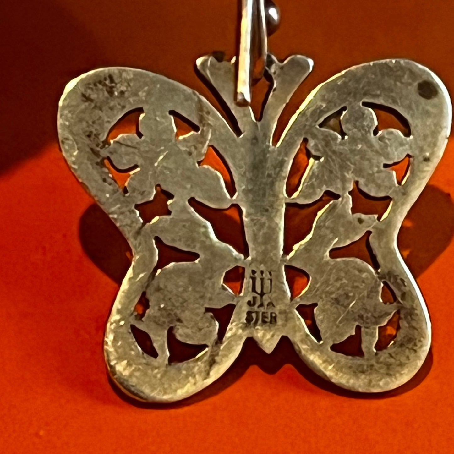 Pre-Owned James Avery Retired Sterling Silver Butterfly W/ Flower & Bunny Hook On/Dangle Earrings