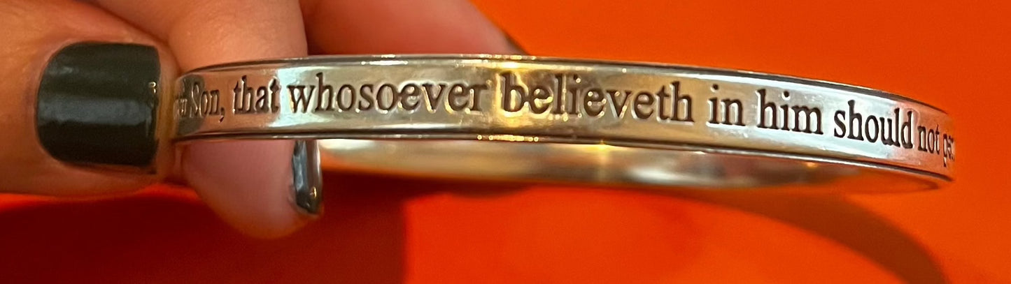 Pre-Owned James Avery Retired Sterling Silver John 3:16 Bangle Bracelet RARE