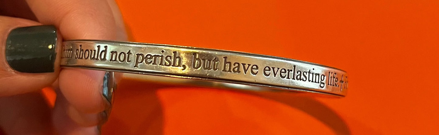 Pre-Owned James Avery Retired Sterling Silver John 3:16 Bangle Bracelet RARE