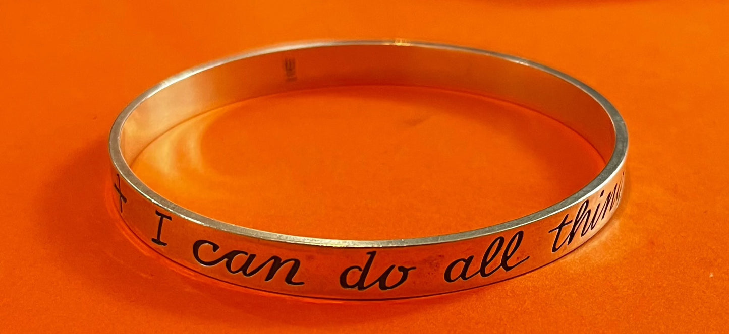 Pre-Owned James Avery Retired Sterling Silver Philippians 4:13 I Can Do All Things Bangle