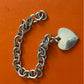 Pre-Owned James Avery Retired Sterling Silver Cable Chain With Large Heart Bracelet