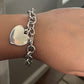 Pre-Owned James Avery Retired Sterling Silver Cable Chain With Large Heart Bracelet