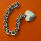 Pre-Owned James Avery Retired Sterling Silver Cable Chain With Large Heart Bracelet