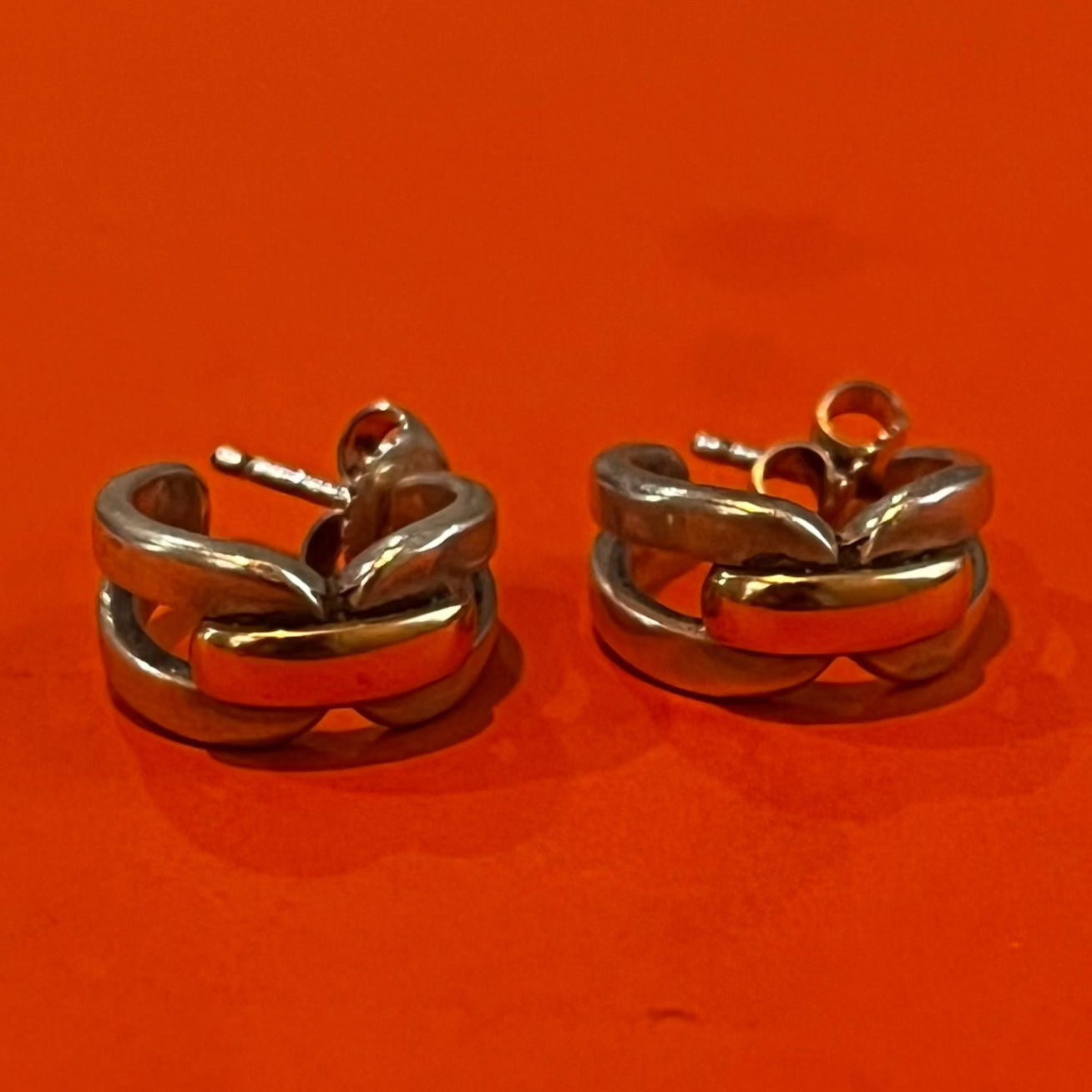 Pre-Owned James Avery Retired Sterling Silver & 14k Gold Enduring Bond Earrings