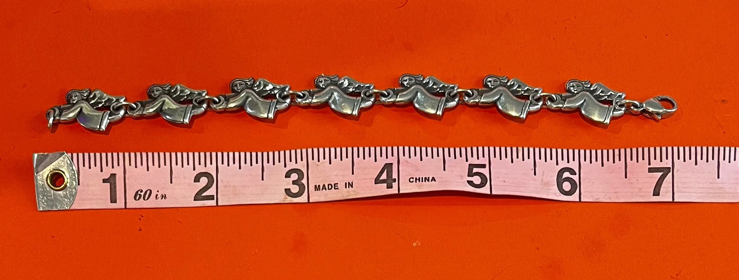 Pre-Owned James Avery Retired Sterling Silver Flying Angel Link Clasp Bracelet 7"