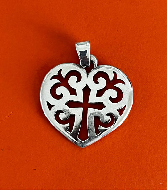 Pre-Owned Retired James Avery Silver Large Regal Heart Pendant