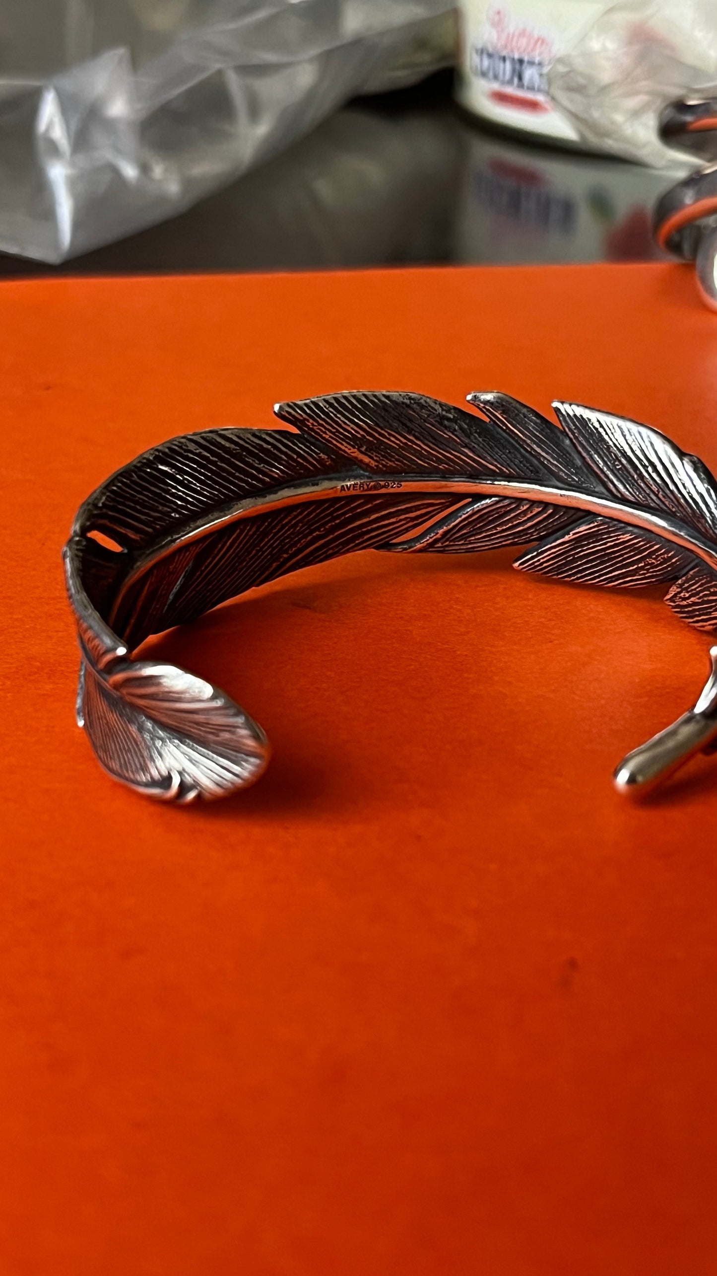 Pre-Owned James Avery Retired Sterling Silver Feather Cuff Bracelet