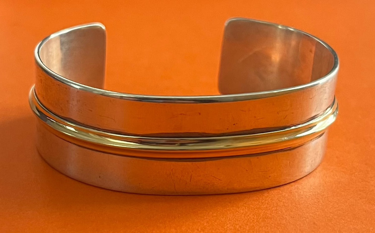 Pre-Owned Retired James Avery Sterling Silver & 14kt Gold Camino Cuff