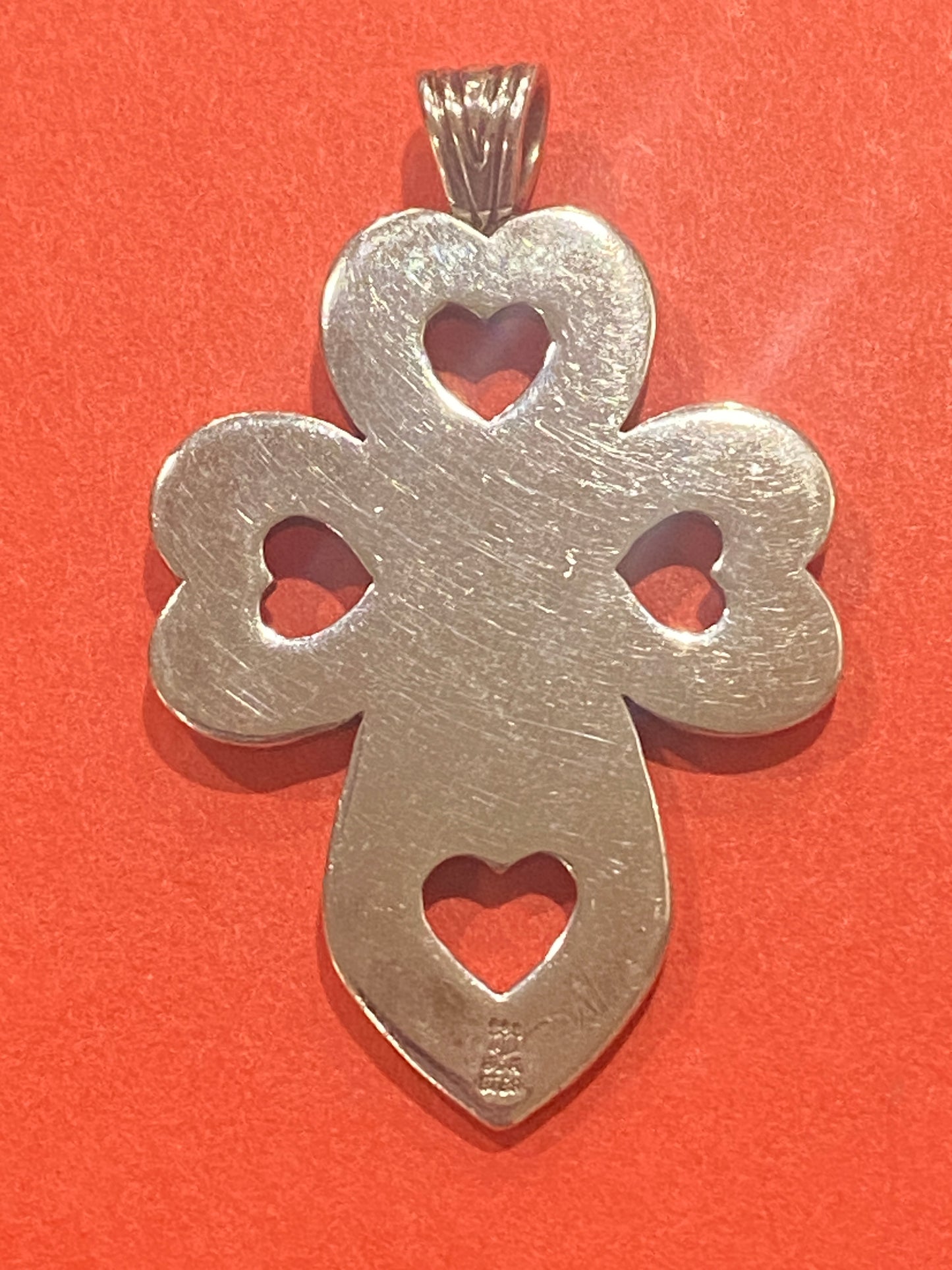 Pre-Owned James Avery Retired Rare Silver Cross with 4 Hearts Pendant