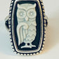 Pre-Owned Retired HTF Silver Cameo Agate Owl Ring Size 6.5