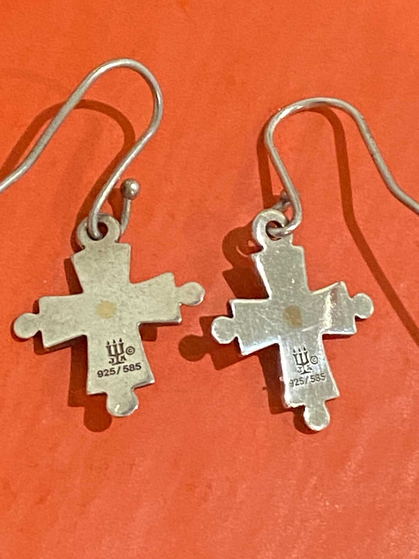 Pre-Owned James Avery Retired Silver and 14k Gold Cross Hook Earrings