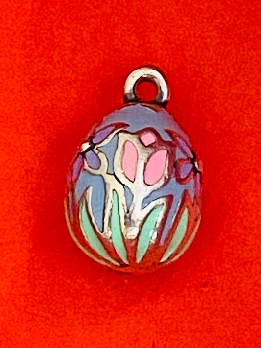 Pre-Owned James Avery Retired Silver and Enamel Egg Charm or Pendant