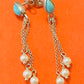 Pre Owned James Avery Retired Santorini Silver Turquoise and Pearl Dangle Earrings