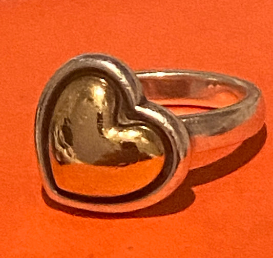 Pre Owned James Avery Retired HTF 14k and Silver True Heart Ring Size 7