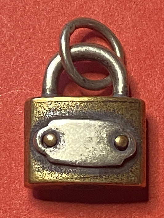 Pre-Owned James Avery Retired Silver and Bronze Bridge Lock Charm Uncut