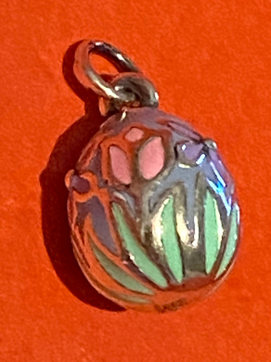 Pre Owned James Avery Silver and Enamel Egg Charm