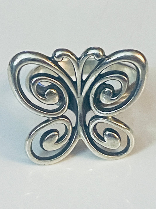 Pre Owned Silver Retired 3D Abounding Butterfly Ring Size 10