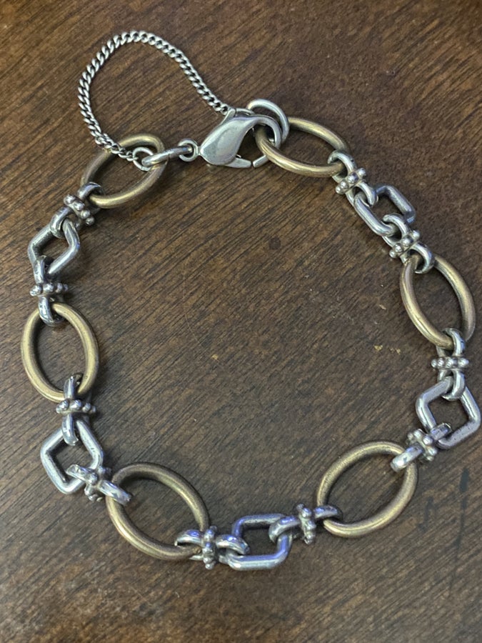 Pre Owned James Retired Avery Silver and Bronze Geometric Bracelet