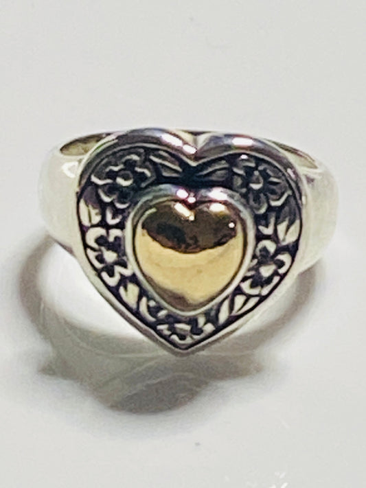 Pre-Owned James Avery 14k Gold and Silver Heart of Gold Ring Size 6