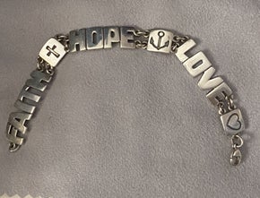 Pre-Owned James Avery Retired Silver Faith Hope Love Bracelet 7.5”