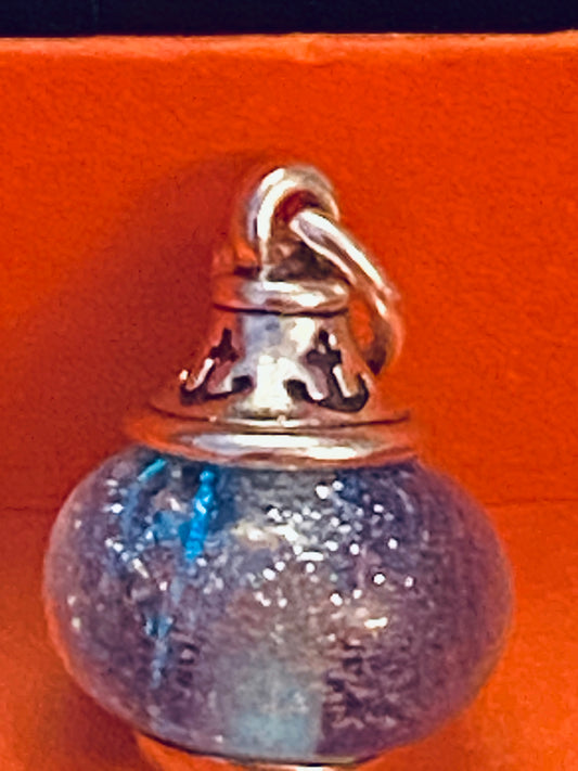 Pre-Owned James Avery Retired Blue Glitter Glass Art HOPE Silver ANCHOR FINIAL Charm