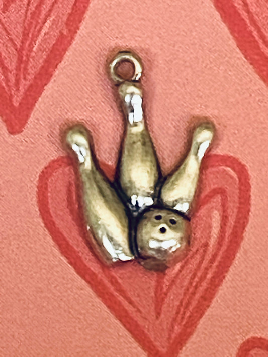 Pre-Owned James Avery Retired Silver Bowling Ball and Pins Charm