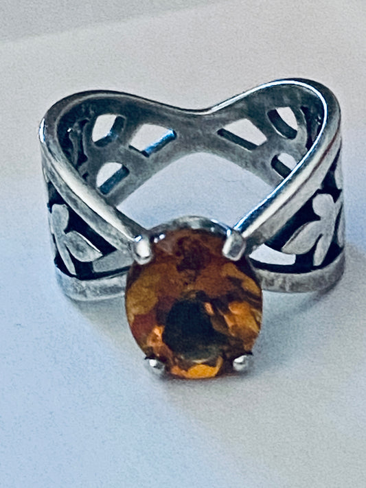 Pre-Owned James Avery Retired & HTF Citrine Adorned Ring Size 8.5