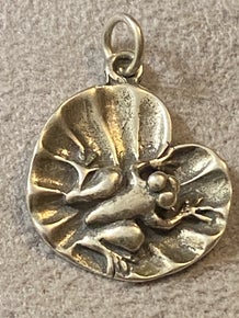 .925 Sterling Silver Frog on Heart Lilly Pad Charm