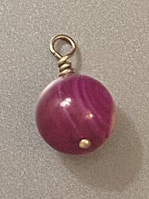 14KT GOLD Handmade Fuchsia Pink Medium Enhancer Bead