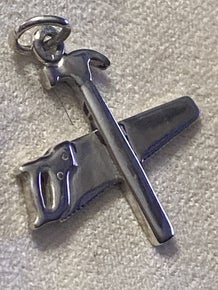 Pre-Owned James Avery Rare & HTF Silver Hammer & Saw Charm