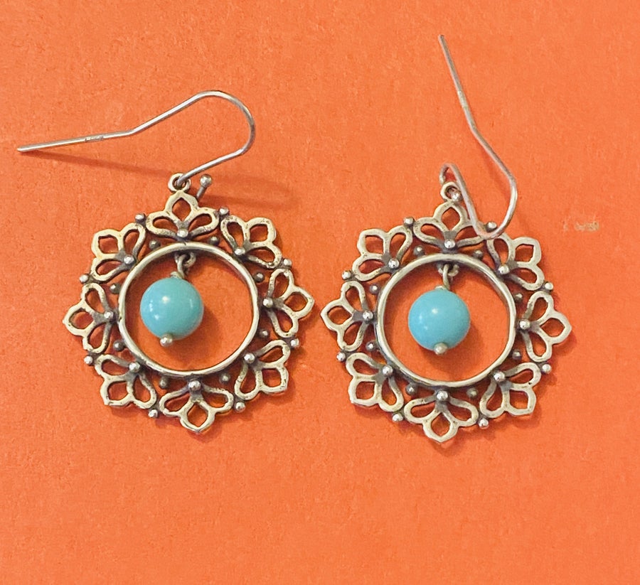 Pre-Owned James Avery Retired Silver & Turquoise Earrings