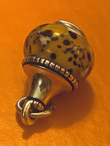 Pre-Owned James Avery Retired Silver Conical Leopard Glass Art Bead Finial