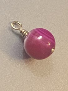 14KT GOLD Handmade Fuchsia Pink Medium Enhancer Bead